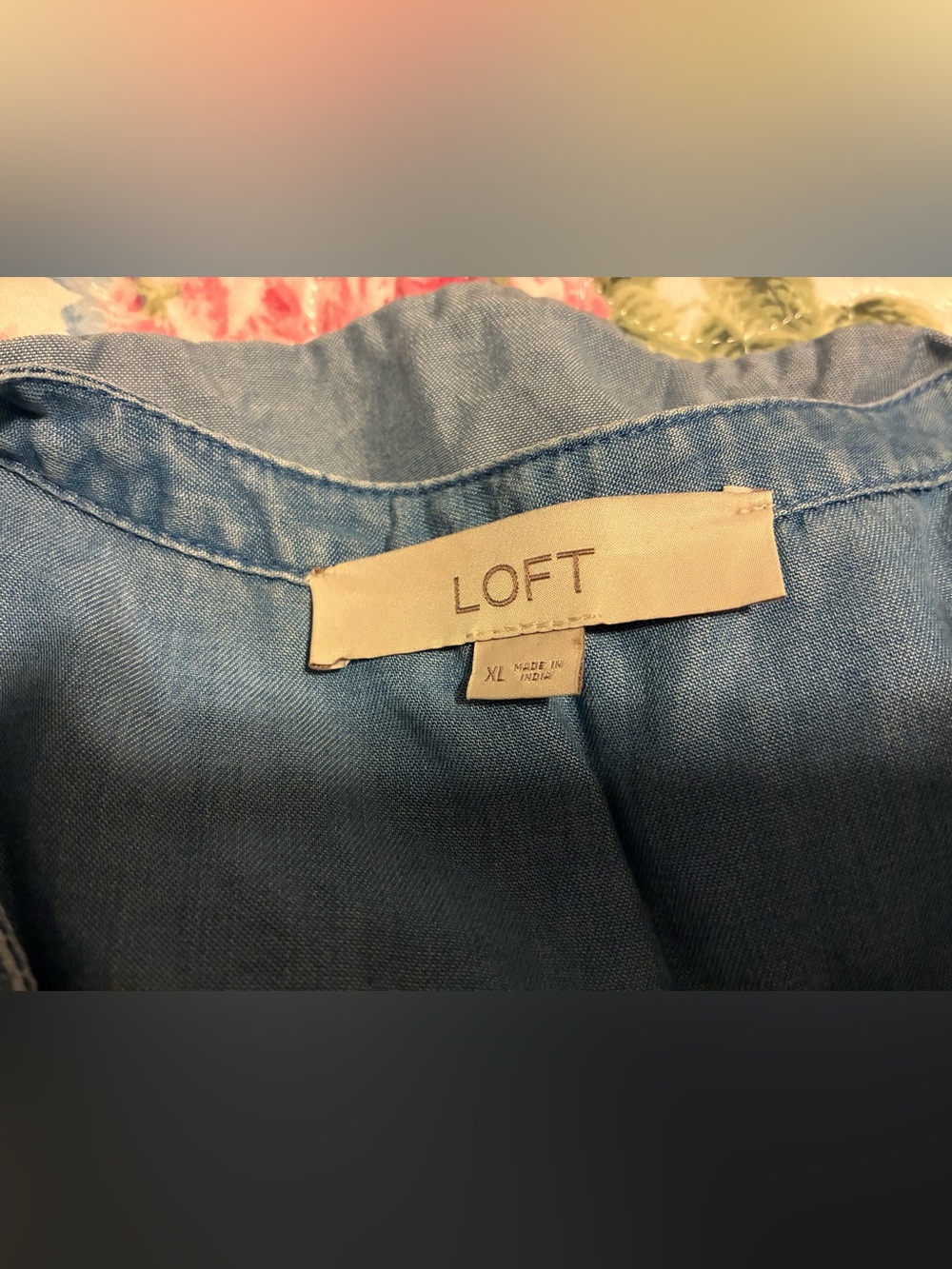 LOFT Denim Tank with Ruffle Seam Detail - Picture 4 of 4